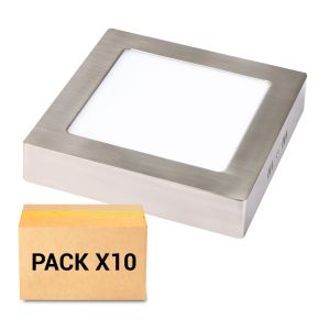 Pack 10x plafones LED 18w 4000k cuadrado niquel