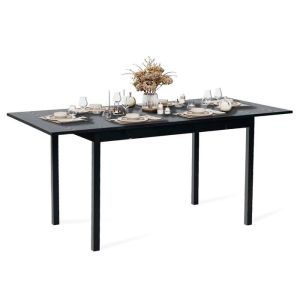 Meubles cosy - mesa comedor - mdf negro extensible - 120/160x80x75 cm