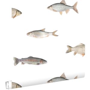 Estahome papel pintado peces gris 50 x 900 cm