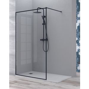 Mampara ducha fijo walk in | transparente 100cm reborde negro