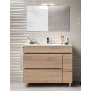 Mueble de baño caprera, lavabo y espejo 100x45cm estepa