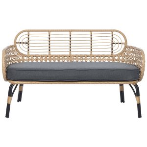 Banco de jardín con cojín pratello 122 cm ratán sintético natural