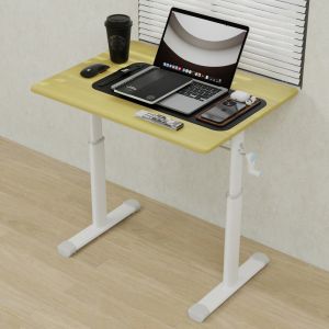 Mesa de estudio elevable para casa y oficina madera y metal color madera