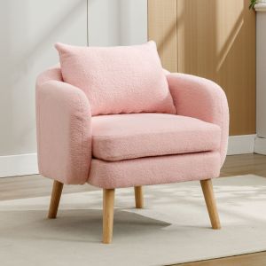 Sillón individual teddy rosa con cojín y asiento grueso 71 x 72 x 71 cm