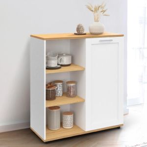 Aparador auxiliar blanco de madera - 3 estantes 70 cm