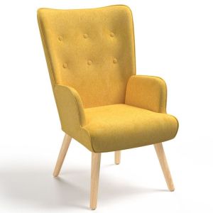 Sillón escandinavo amarillo de tela - 71x75x94,5 cm
