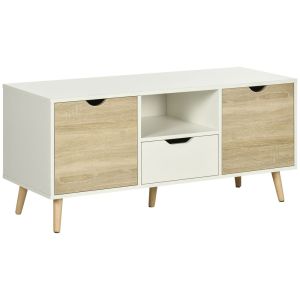 Mueble de tv 110x40x50 cm color blanco Homcom, hogar - muebles de salón