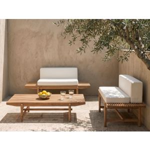 Conjunto de jardín con mesa 2 plazas giaveno madera de acacia blanco crema
