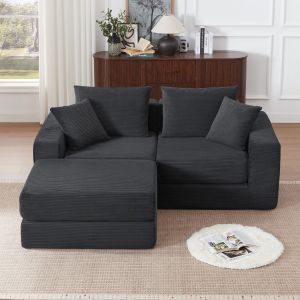 Sofá modular de 2 plazas gris oscuro para salón y espacios reducidos