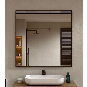Espejo de baño rectangular marco negro 80×80 cm (al×an) bellobath