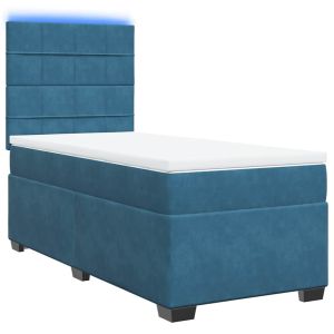 vidaXL cama box spring con colchón terciopelo azul 90x190 cm