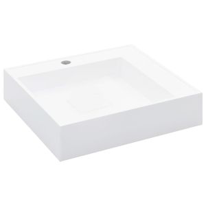 vidaXL lavabo 50x50x12,3 cm resina mineral/mármol blanco