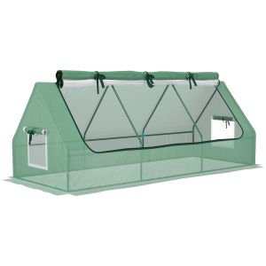 Mini invernadero acero, pe verde 240x90x90 cm