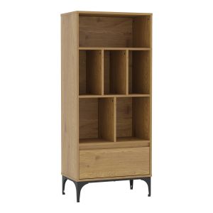 Librería kistiandi 6 compartimentos 137x60x35cm efecto roble oscuro
