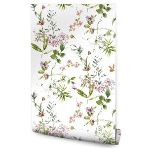 Papel Pintado Para El Dormitorio Flores En El Campo Plantas 53cm x 10m