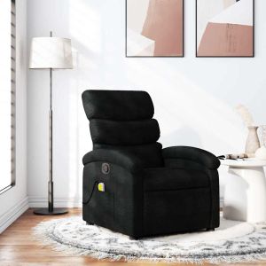 Sillón reclinable de masaje de tela negro qweo5306