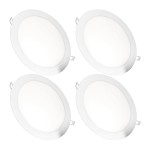 4x downlight LED 18w redondo, de empotrar blanco mate, luz fría 6000k