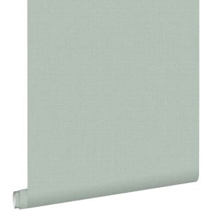 Estahome papel pintado liso efecto lino verde celadón 53 cm x 10.05 m