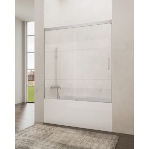 Mampara de bañera frontal + corredera basic 145-150cm serigrafiado cromo
