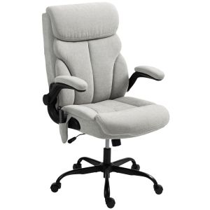 Silla oficina masaje 66x67x121 cm lino sintético color gris Homcom