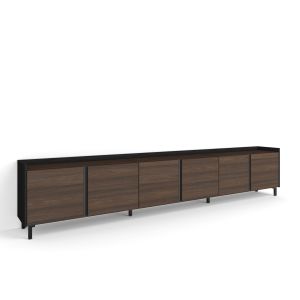 Mueble tv, 309x35x61cm, roble oscuro y negro, rf4555