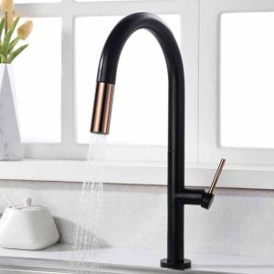 Imex - grifo monomando de cocina extraíble negro rosa