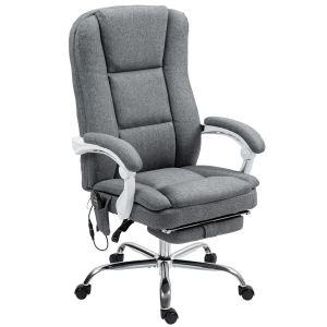 Silla de oficina tejido con aspecto de lino gris 66x60x121 cm