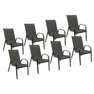 Pack de 8 sillas marbella en textileno gris aluminio gris antracita
