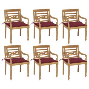 vidaXL sillas batavia 6 unidades madera maciza de teca con cojines