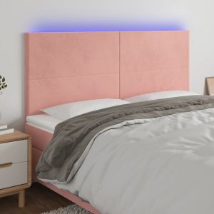Cabecero con luces LED terciopelo rosa 160x5x118/128 cm eso8548
