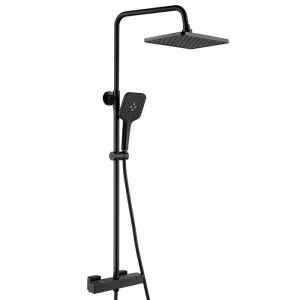 Columna de ducha termostática - auralum max - acero inoxidable - negro - 3