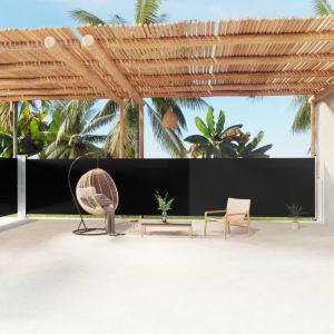 Pantalla de jardín, toldo lateral retráctil negro 160x1200 cm ety5811000