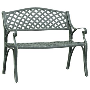 vidaXL banco de jardín de aluminio fundido verde 102 cm