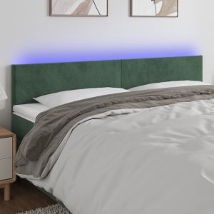 Cabecero con LED de terciopelo verde oscuro 180x5x78/88 cm eso5254