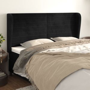 Cabecero con orejas de terciopelo gris claro 183x23x118/128 cm eso4876