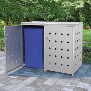 Cobertizo contenedor de basura doble acero inoxidable 240l es2587