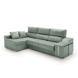 Sofa chaise longue reclinable con puffs serena agua marina izquierda