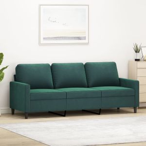 Sofá de 3 plazas terciopelo verde oscuro 180 cm d295293
