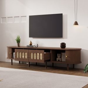 Mueble de tv con 2 cajones y 2 puertas de persiana nogal 40x180x40cm