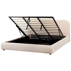Cama con almacenaje blagnac bouclé beige claro 180 x 200 cm