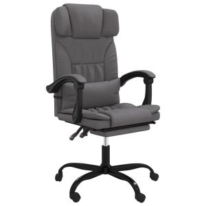 Silla de oficina de piel sintética gris con asiento