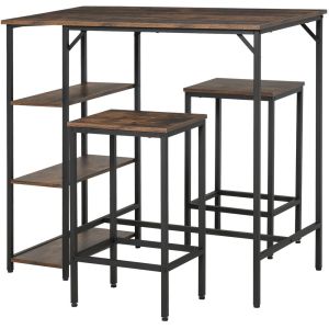 Mesa bar y taburete 109x60x100 cm color marrón Homcom, hogar - cocina