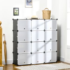Zapatero modular negro 12 cubos 125x32x125cm