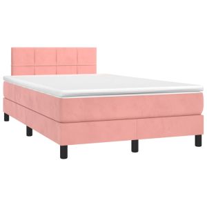 vidaXL cama box spring con colchón terciopelo rosa 120x190 cm