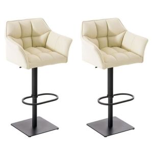 Conjunto de 2 taburetes de bar damaso de similcuero - clp - cocina - beige