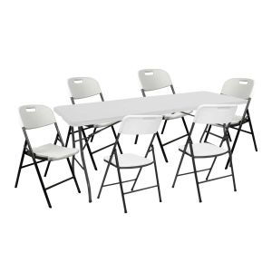 Conjunto plegable mesa 180cm y 6 sillas con asa catering 7house