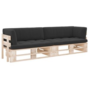 vidaXL sofá de palets 2 plazas cojines madera de pino impregnada