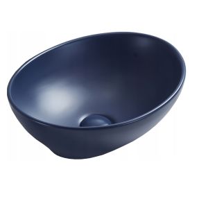 Lavabo cerámico sobre encimera, 40,5x33x14 cm, azul mate