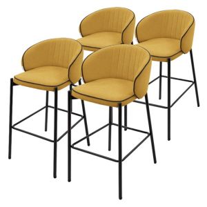 4x taburetes de bar mostaza 76cm tapizado tela estructura metálica