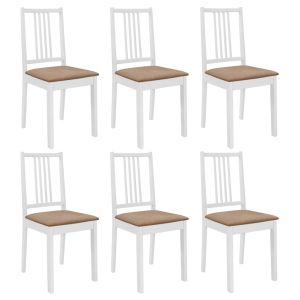Sillas de comedor con cojines de madera maciza blanca 6 unidades qweo9280